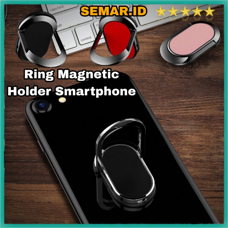 Ring Magnetic Smartphone Holder 360 Degree Rotary - Black