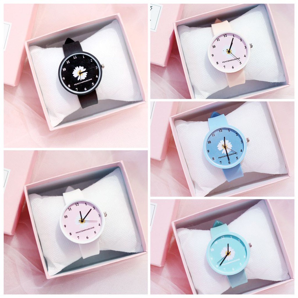 ✅Grosir Jam Senen - Jam Tangan Quartz Analog Korea Motif Bunga Daisy Untuk Wanita / Jam Tangan Bunga Import