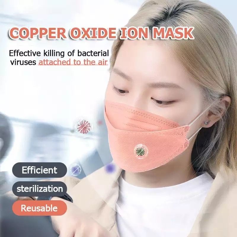 10PCS MASKER TEMBAGA NANO TECH COPPER OXIDE MASK KF94 PACKING PER PC WARNA CREAM EARLOOP 4PLY REUSE