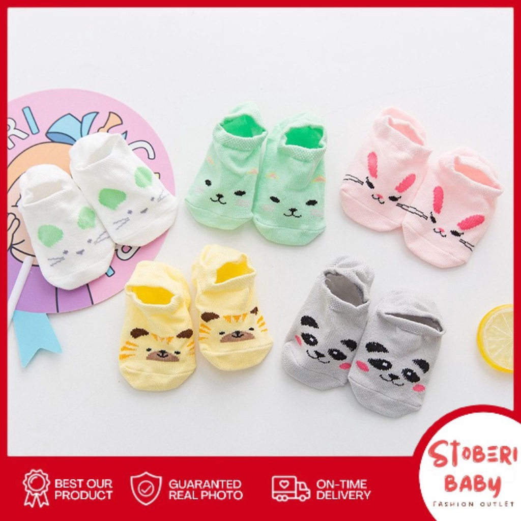 PUNCAK 3.3 stoberi baby - ANIMAL LAND Kaos Kaki Bayi Anak Laki Laki Perempuan Import Bahan Berkualitas newborn - 24 Bu