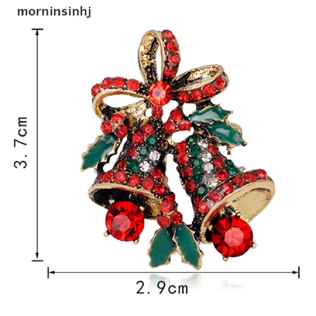 Mornin 1pc Brospin Desain Lonceng Natal Hias Berlian Imitasi Untuk Pesta