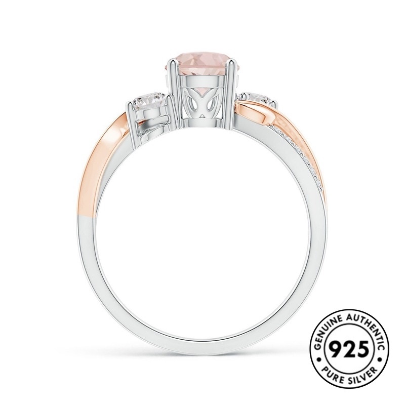 Cincin Sterling Silver 925 Model Daun Warna Rose Gold Untuk Wanita