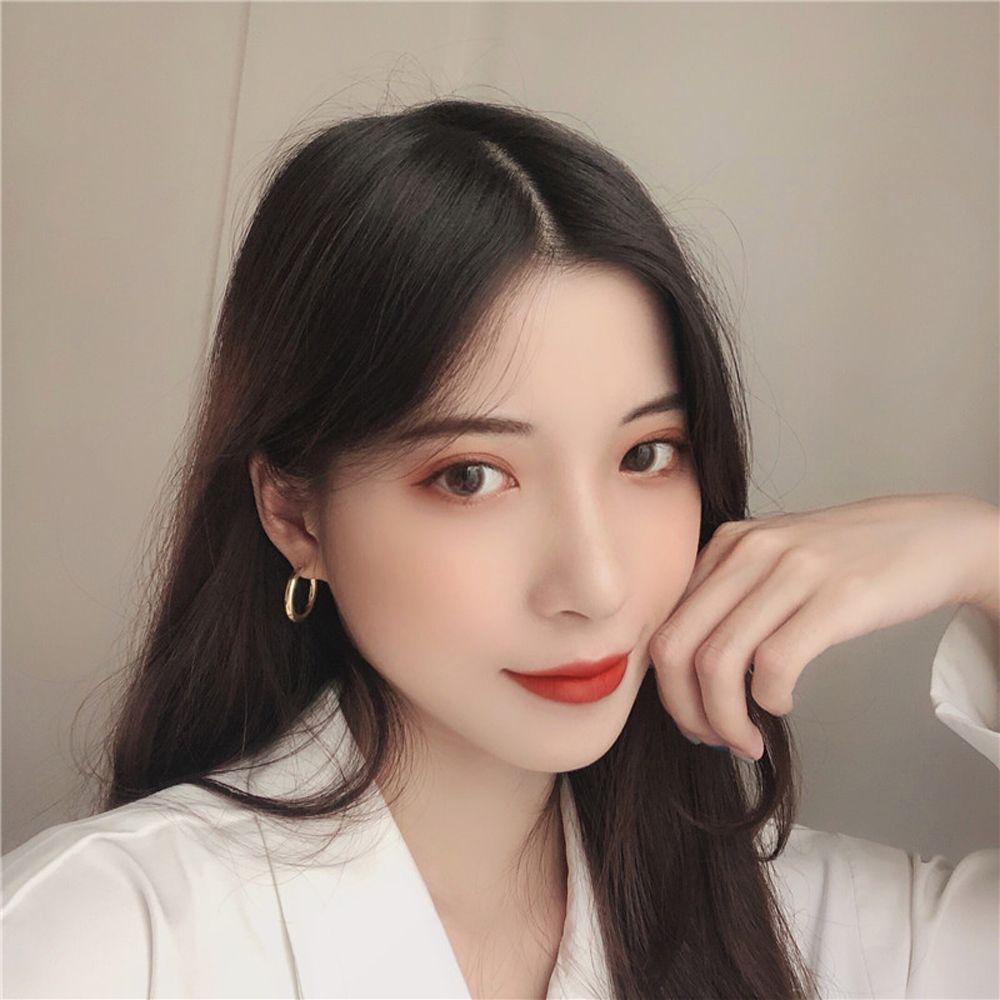 Agustina Wanita Anting Hoop Retro Vintage Gold Silver Untuk Anak Perempuan Hadiah Bentuk C Perhiasan Telinga