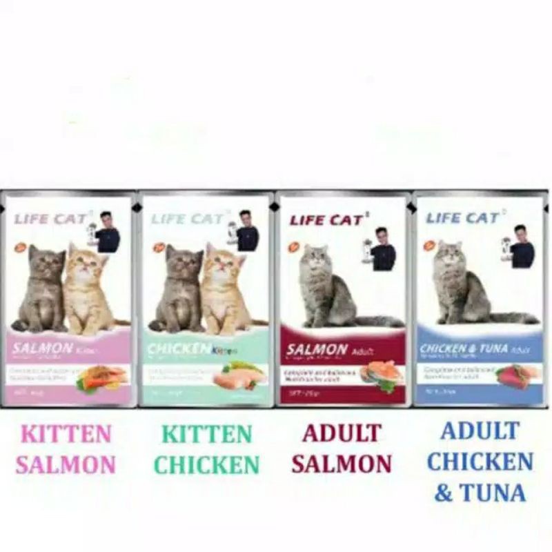 Pouch/ sachet  life cat kitten & adult /Original life cat kitten & adult 85 gram wet food life cat a