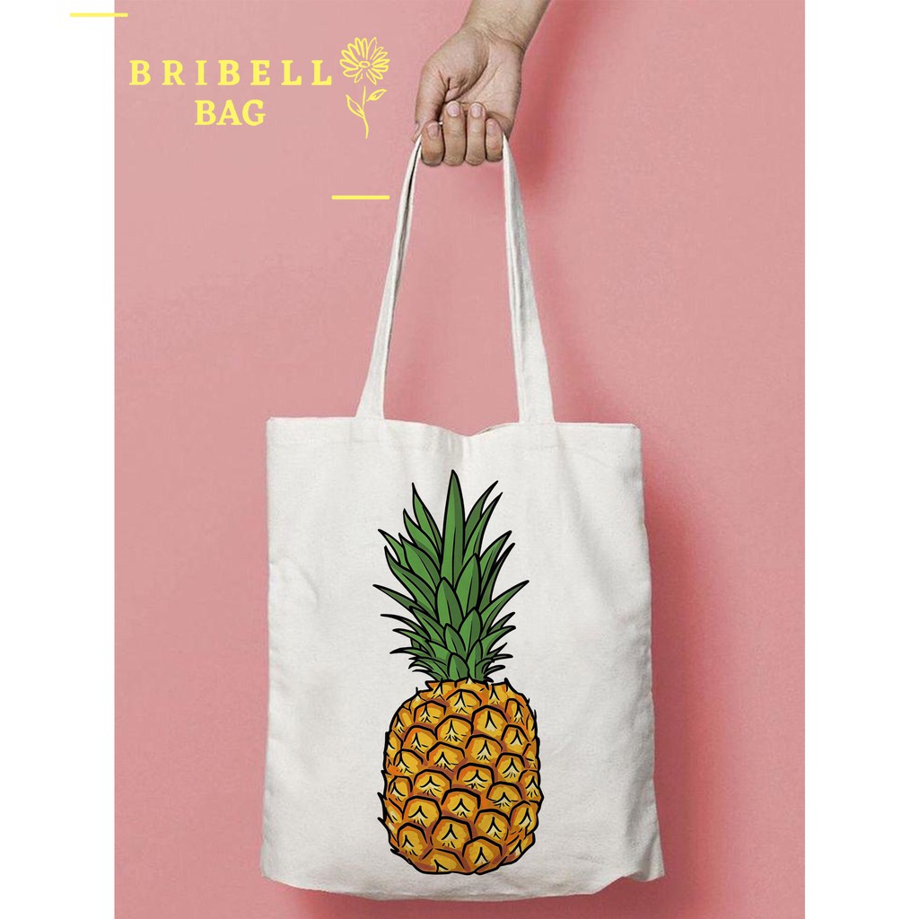 Tote Bag Kanvas Bergambar - Pineapple Illustration