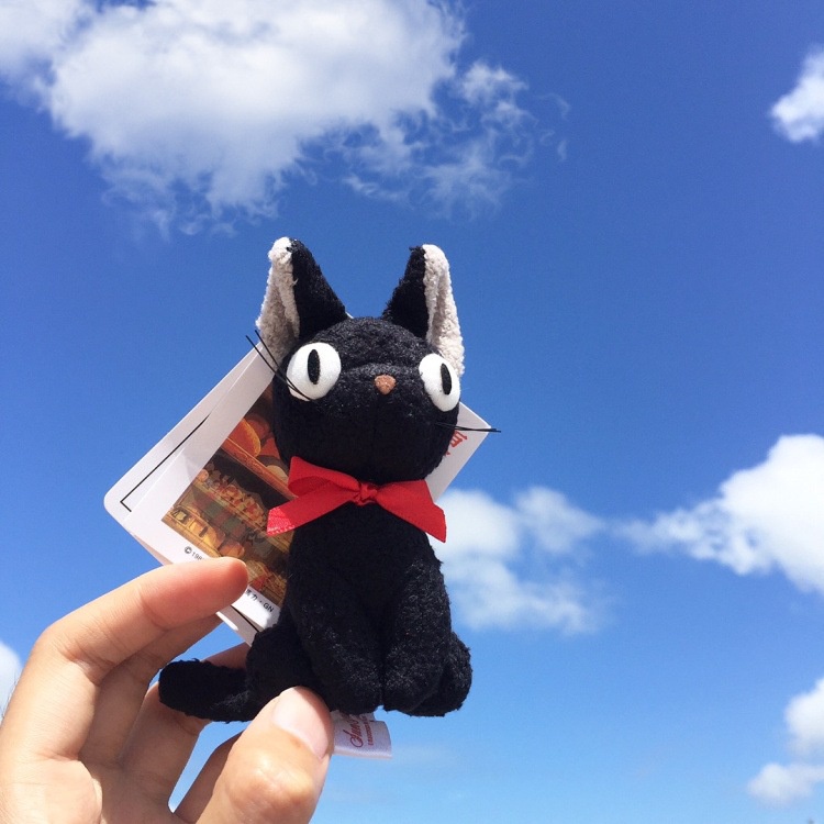 Gantungan Kunci Boneka Kucing Ghibli Hayao Miyazaki Kiki Jiji Bahan Plush Warna Hitam