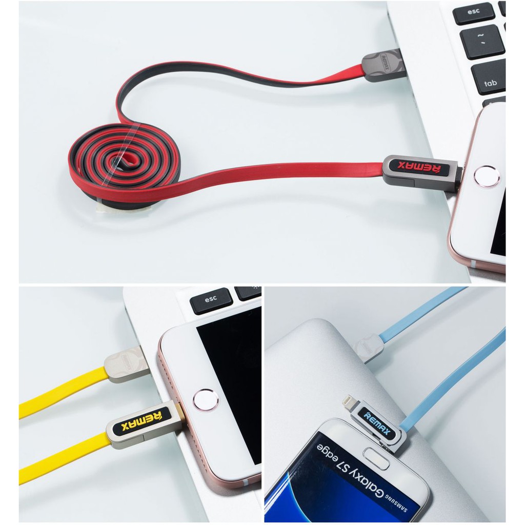 Remax Armor 2in1 Lightning &amp; Micro USB Fast Charge &amp; Data Cable Kabel