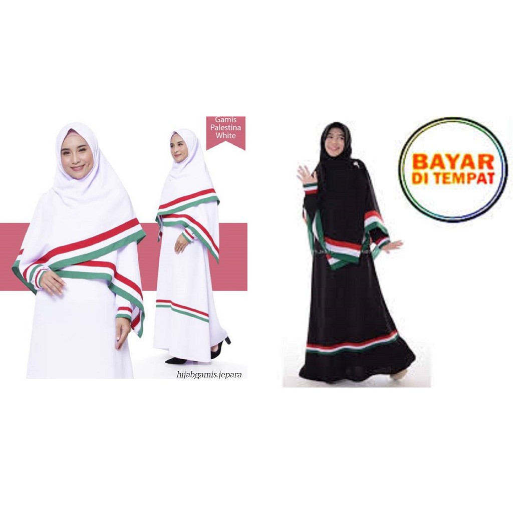 GAMIS PALESTINE + KHIMAR 2 SISI set gamis palestina real pict