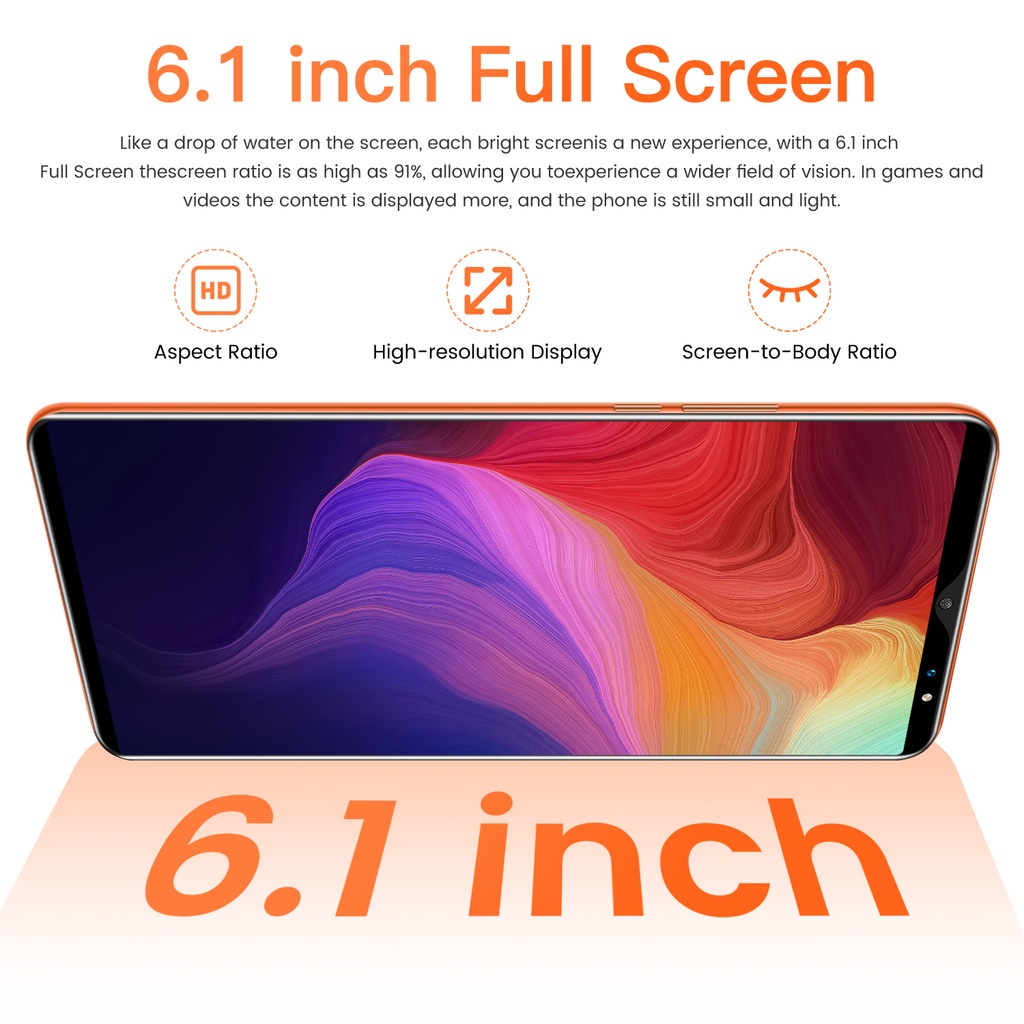 Nowa7 Pro 6.1 Inci Ponsel 8GB+128GB ROM 4800MAH Pengenalan Wajah Smartphone Sidik Jari Layar Penuh Smartphone HD Android 10.0 Dual SIM Dual Standby 4G Ponsel Mahasiswa Murah