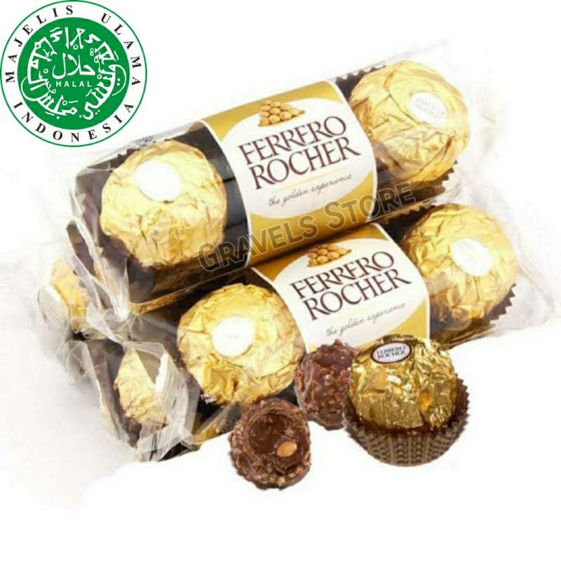 

[T3] Ferrero Rocher isi 3 Pcs / Butir - Cokelat Kacang Hazelnut