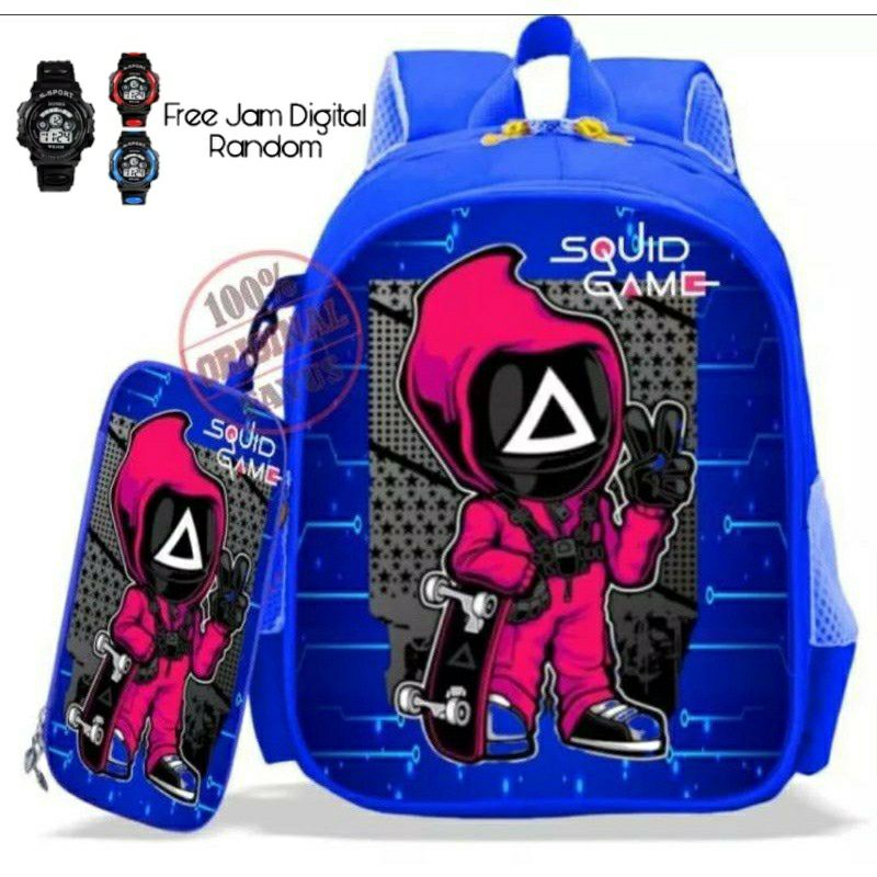 Ransel Sequidgame Tas Ransel anak laki-laki free jam digital/ tempat pensil Tas anak sekolah