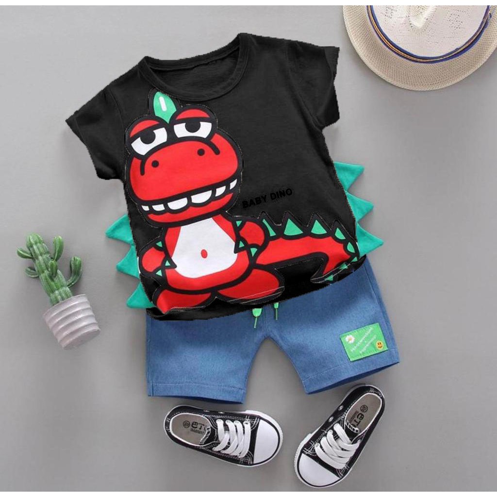 SETELAN ANAK BAJU ANAK ANAK 1-5 TAHUN SETELAN BABY DINO ANAK LAKI LAKI SETELAN ANAK PEREMPUAN