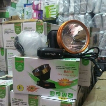 Senter Kepala Headlamp Sunpro SL-8808 Putih 10 Watt Charger bonus Lampu