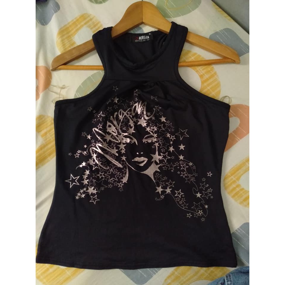 Tank Top Morgan / Tank Top Hitam / Preloved / Body Shape Top