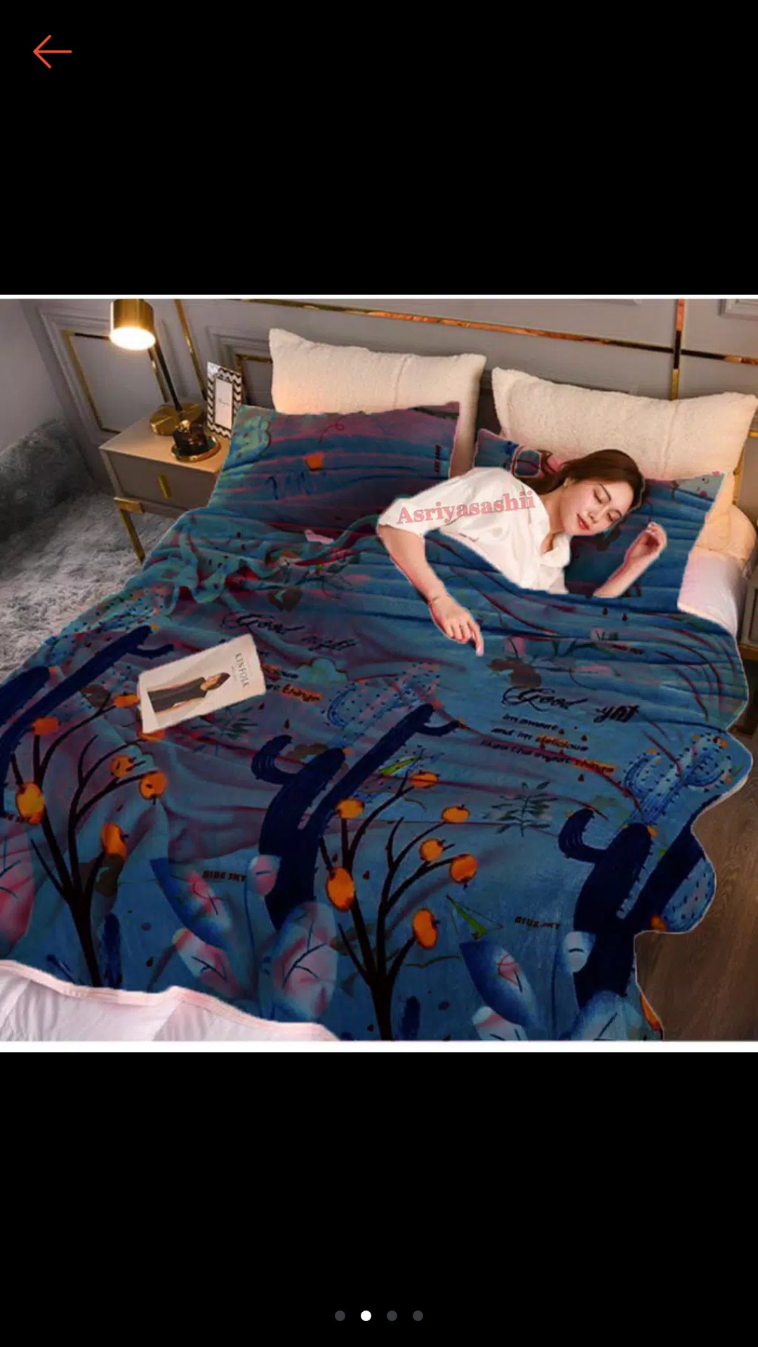 Selimut Bulu Halus Ukuran King 180x200 Motif Kaktus Tebal List Termurah Terlaris