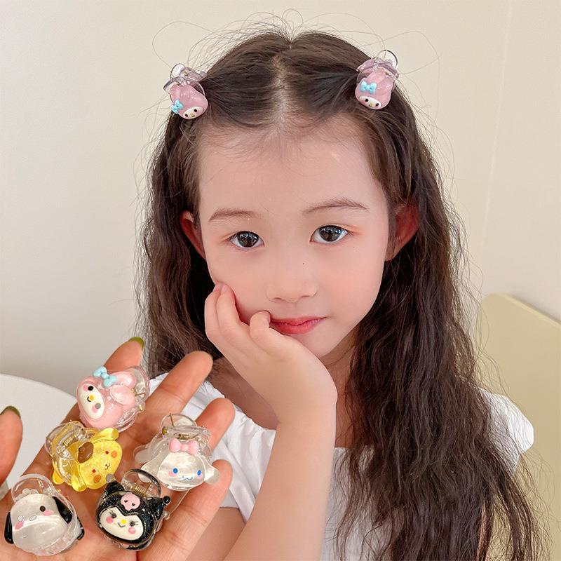 Thin Flashing Sanrio Mini Hair Clip Korean Hairpin Cute Sweet Girl Heart Kuromi Hair Accessories Cartoon Bangs High Ponytail Handy Tool