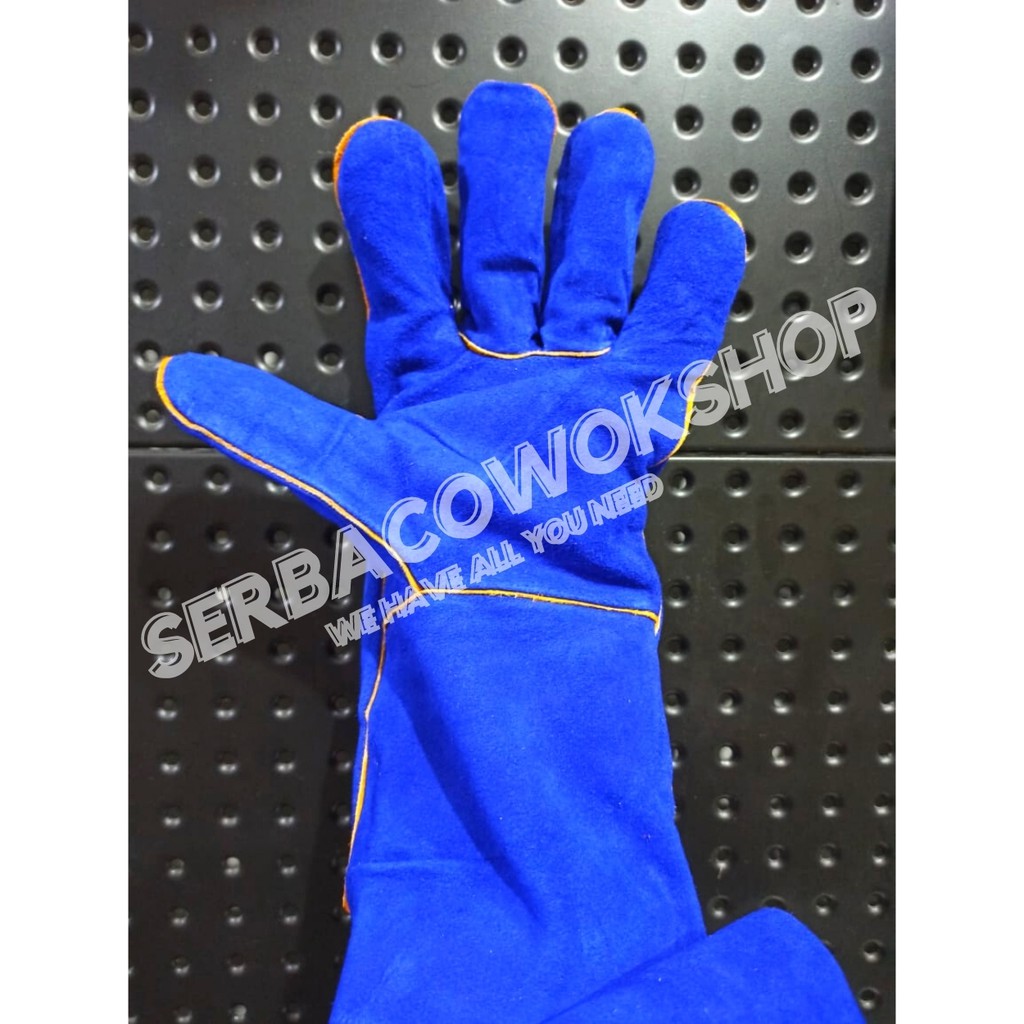 Hasston Sarung Tangan Welder/Las Leather Glove Kulit 14 Inch Biru Prohex Termurah Berkualitas