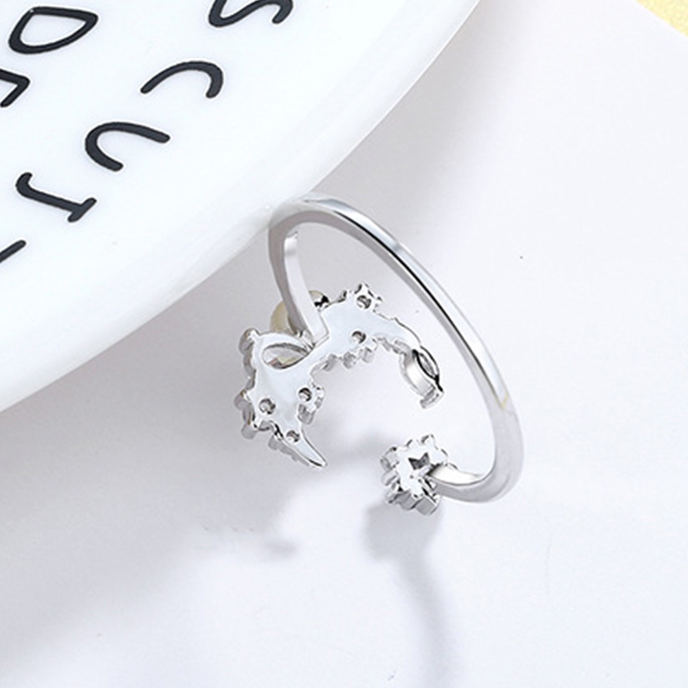 Hu Hu Hu Hu Hu Alat Bantu Pasang Kacamata♡ Cincin Open Ring Adjustable Desain Bulan Bintang Hias Cubic Zirconiamutiara Imitasi Untuk Wanita