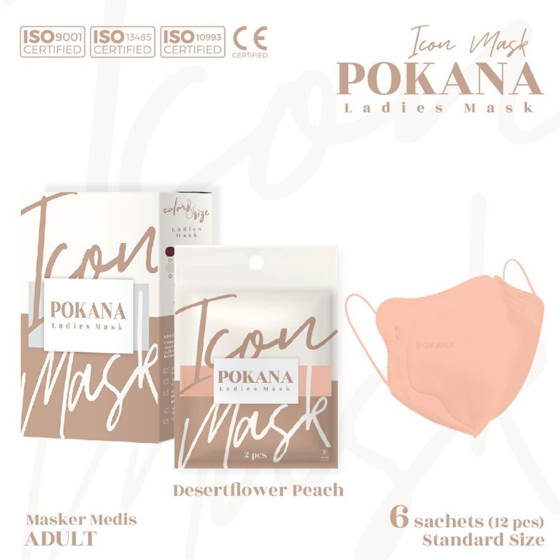 Pokana Icon mask Ladies 4ply isi 12 per box