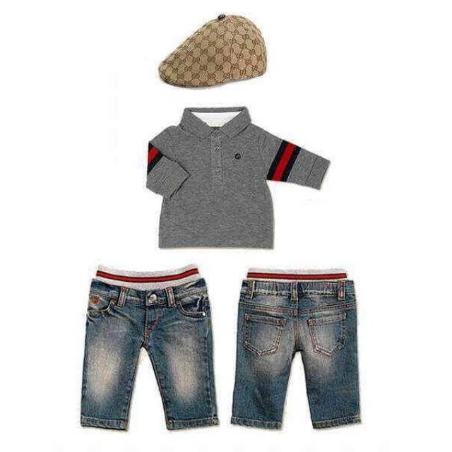 Stelan Anak Laki Gucci Cowboy White and Grey  Set