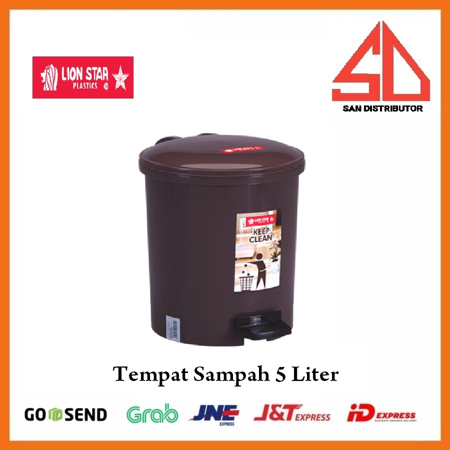 Tempat Sampah 5 Liter tong sampah Kotak Sampah Lion Star C-12 Injak Bundar