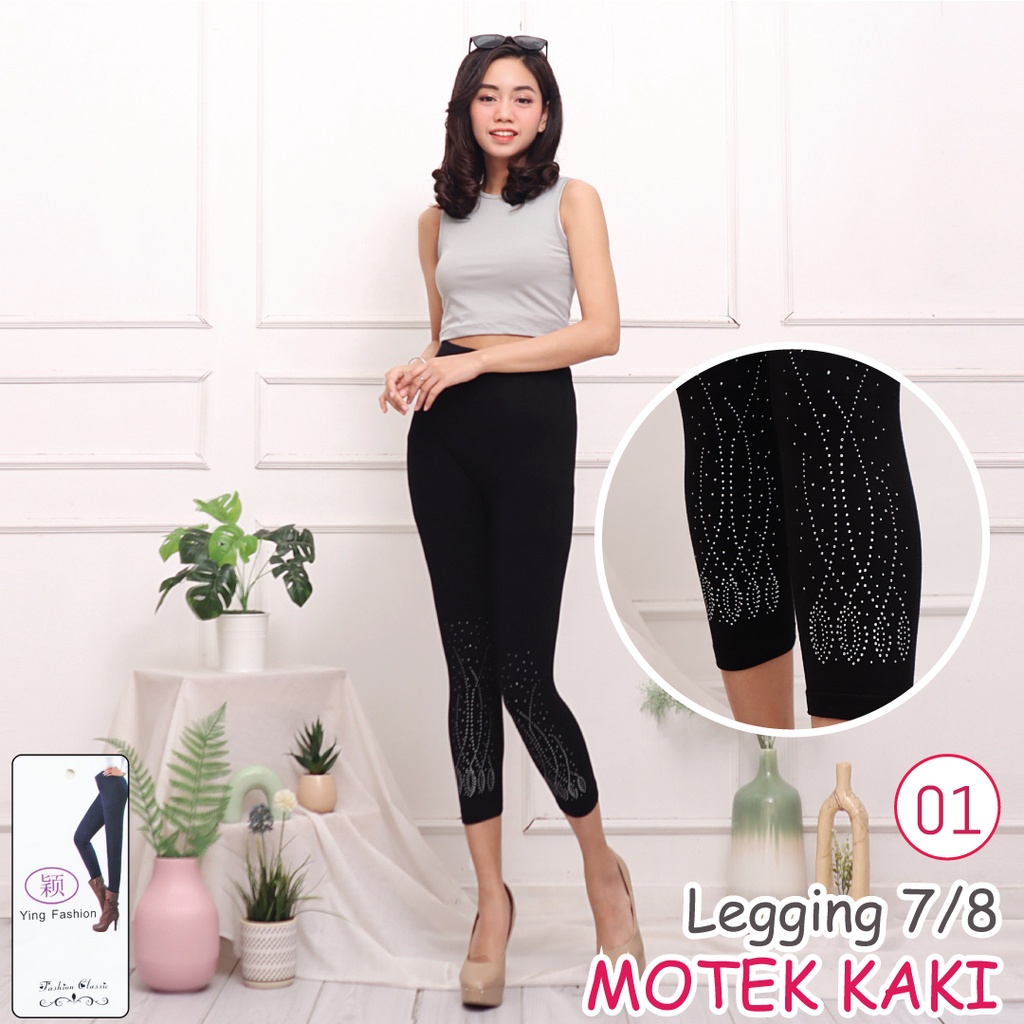 Legging Motek Kaki PENDEK / Motek Pendek / Legging pendek wanita / legging import / legging fashion / legging motek kaki wanita / legging hitam / legging wanita / ying fashion