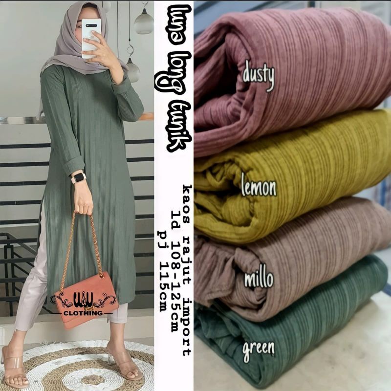 Baju Tunic Terbaru Luna Long Tunik Bahan Rajut Import