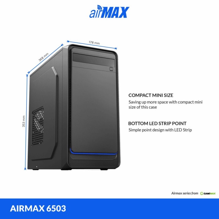 Casing Komputer Gamemax Airmax 6503 Micro-ATX include 500Watt PSU