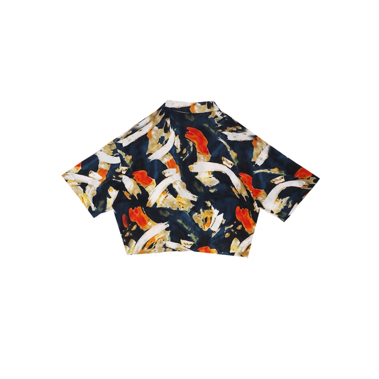 FTA51 FTA52 FTA53 Baju Kemeja Wanita Casual Oversize Crop Lengan Pendek Motif Abstrak Size S M L XL 