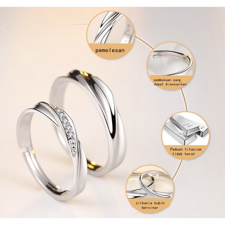 Cincin couple-Life Companion cincin pasangan cincin titanium Original Arctic Deer