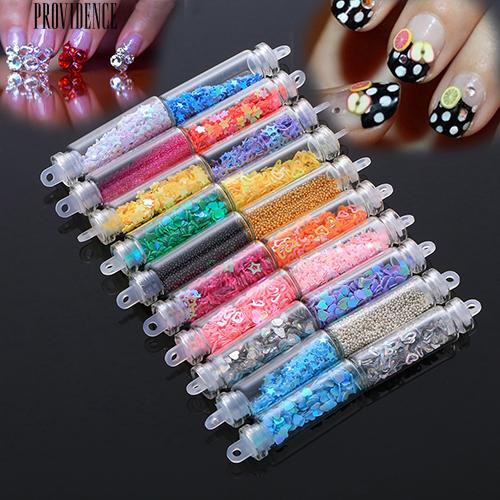 [Bayar Di Tempat] 20 Pcs Mini Botol Kaca Nail Art Tips Stiker Dekorasi Manicure DIY Aksesori