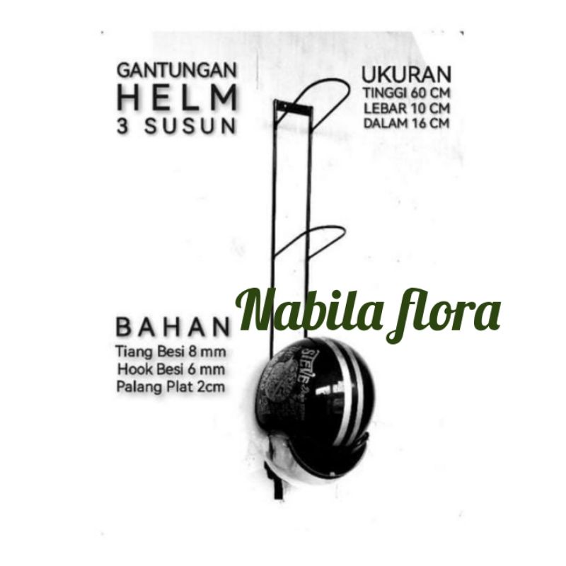 Rak helm/tempat helm susun 3 tinggi 50cm