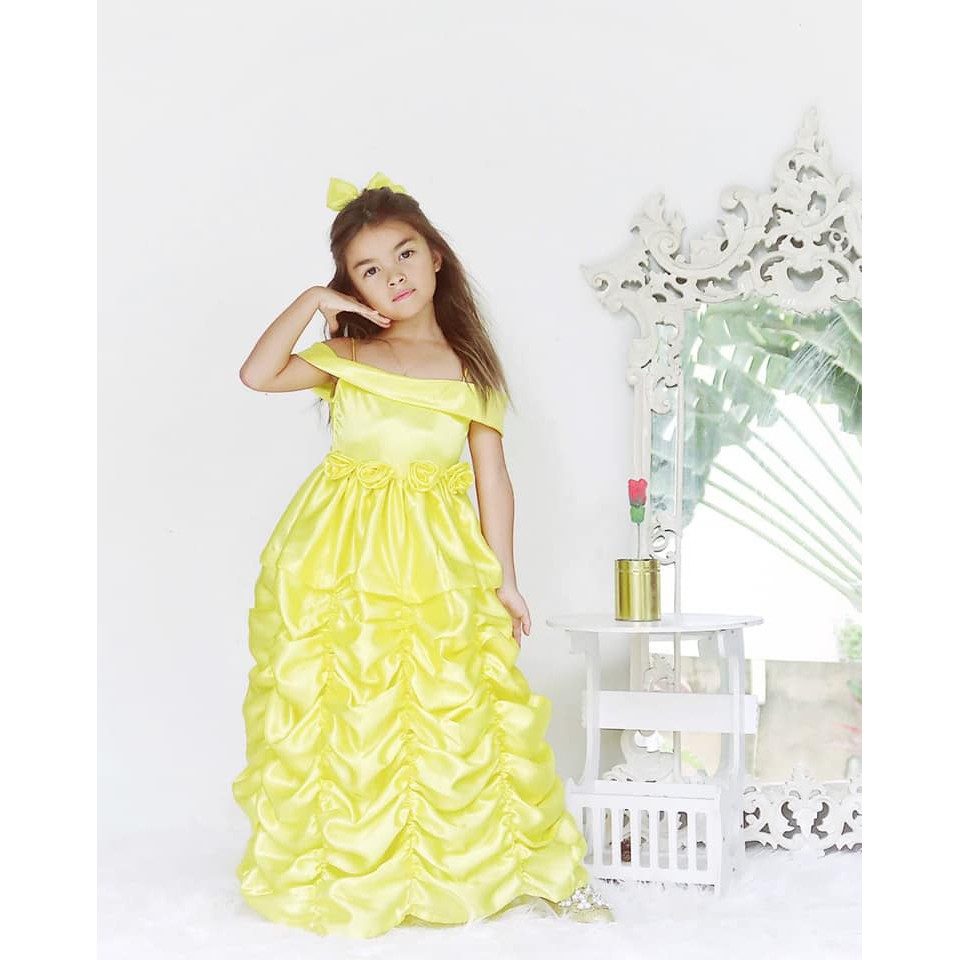 PRINCESS BELLE DRESS / PAKAIAN ANAK PEREMPUAN / GAUN ANAK PEREMPUAN BISA COUPLE WITH MOMMY