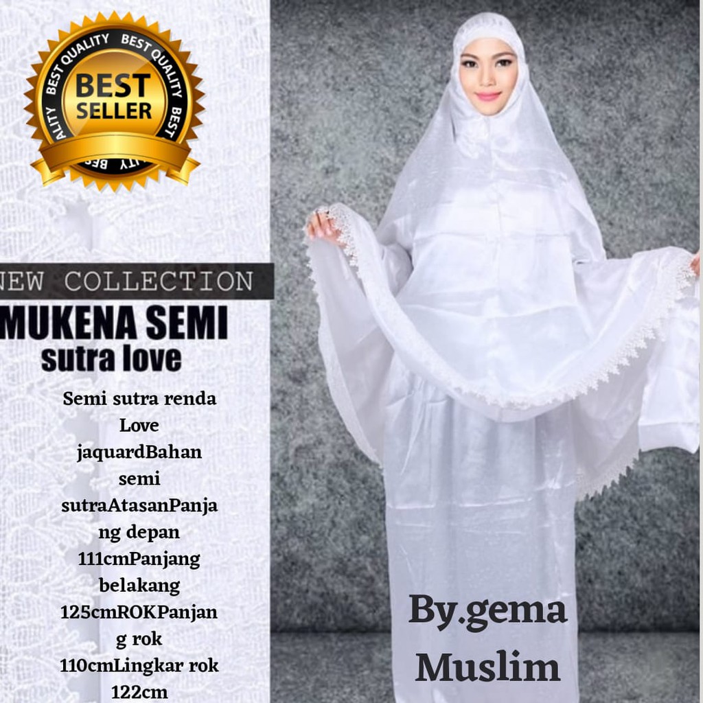 mukena dewasa semi sutera love/mukena sutra renda/mukena terlaris/mukena termurah