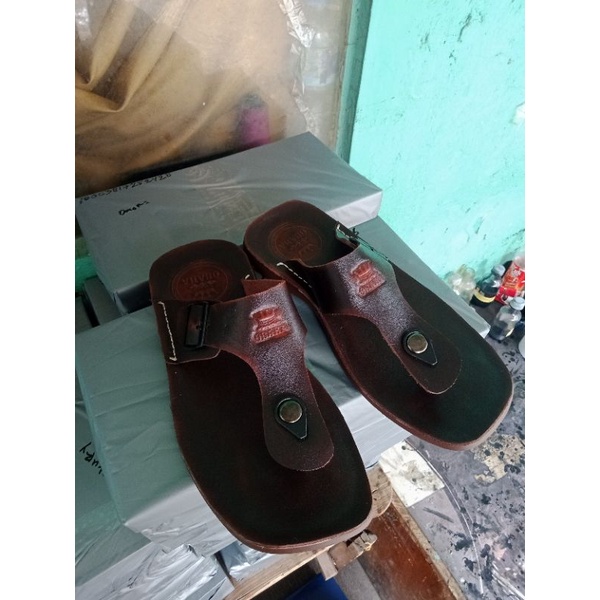 sandal carvil pria kulit asli dewasa laki cowo casual keren kekinian original terbaru warna coklat hitam Tan size 38-39-40-41-42-43 stok ready 100%