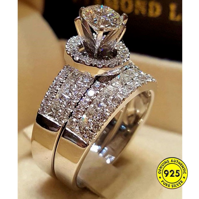 Set Cincin Pernikahan Bahan 925 Silver Untuk Wanita