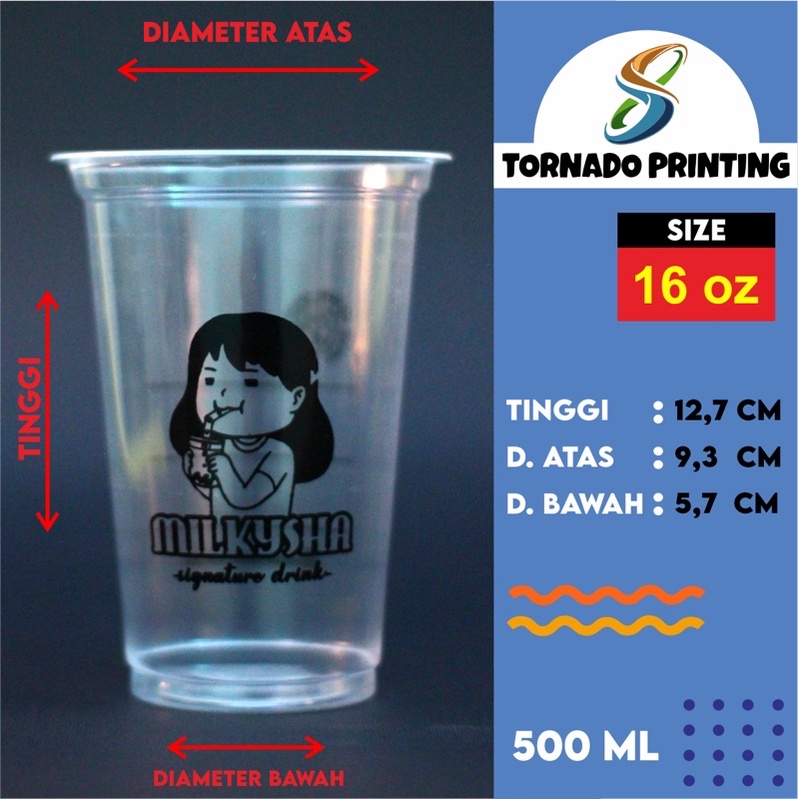 Printing Cup Plastik Batam / Bisa COD / Printing Cup PP 16oz starindo