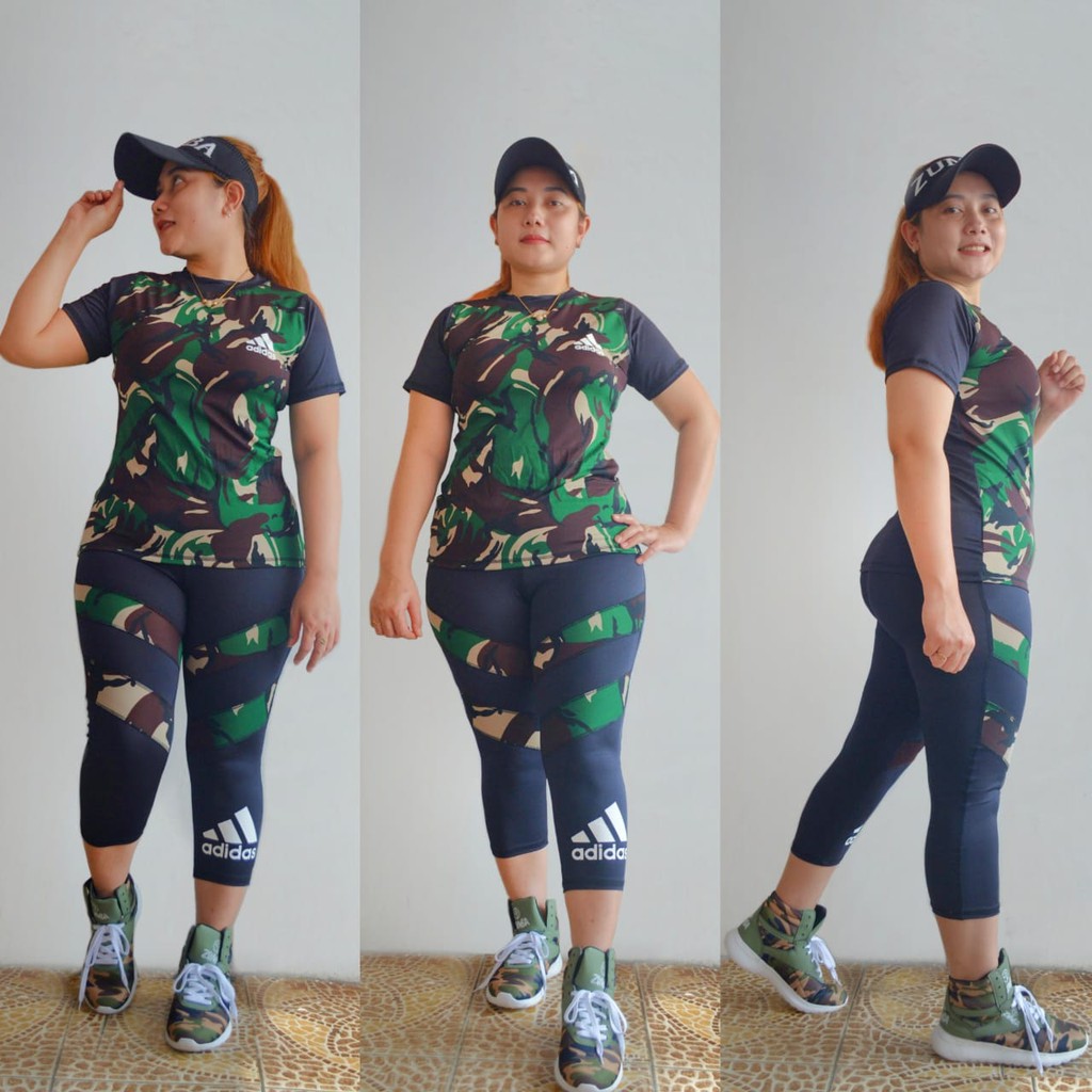 Set Pakaian Olahraga Wanita Adidas Army ukuran Jumbo