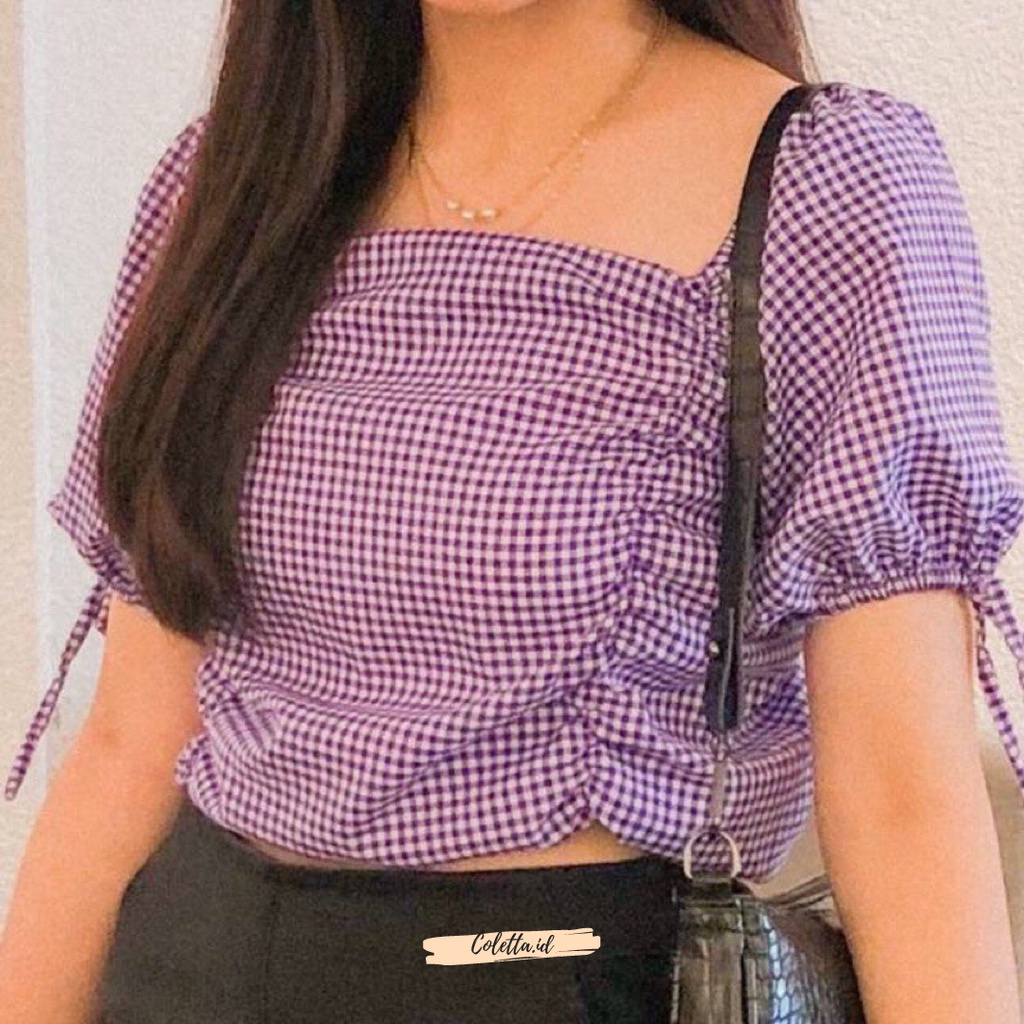 Baju Atasan Sabrina Irise 008 TALI Sabrina Crop Top Blouse Blus Korean Lengan Panjang/pendek Tangan 