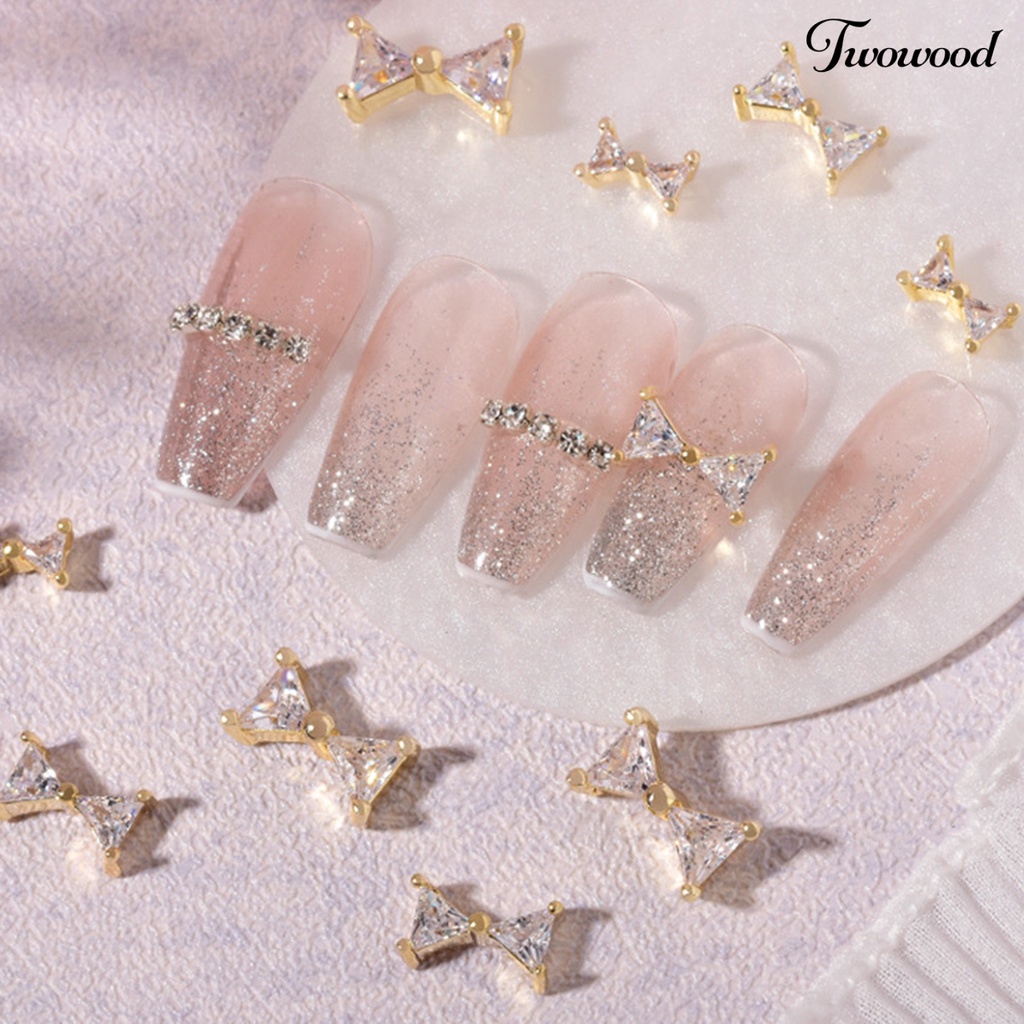 3 Pcs Nail Art Charms Cubic Zirconia Bentuk Dasi Kupu-Kupu Untuk Dekorasi Kecantikan