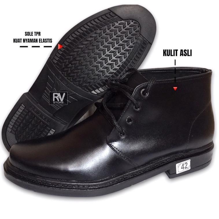 SNT.26Au22ᴮ ‣ Sepatu PDH Tali Kulit Asli Sepatu TNI POLRI SECURITY Satpam Kulit Asli Sepatu Pria