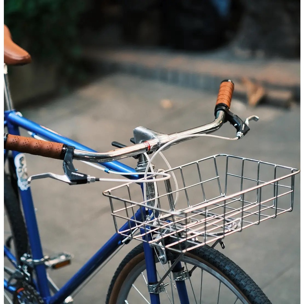 KERANJANG SEPEDA CHROME SILVER HITAM COMMUTER BIKE FEDERAL TOURING BIKE Bicycle Basket