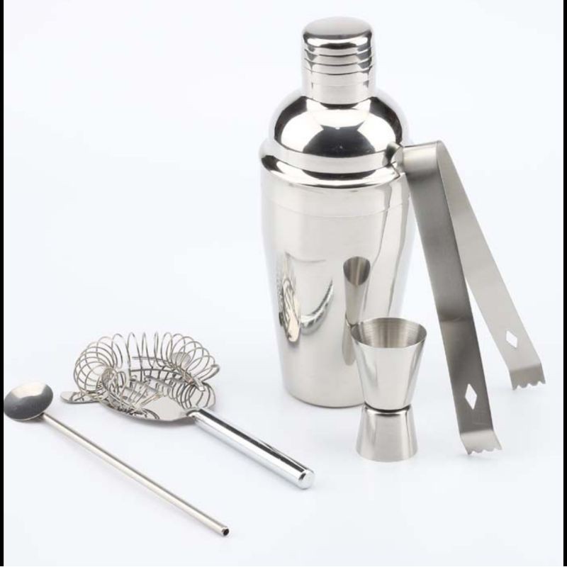 MPro Bartender Drink Bar Set Cocktail Shaker Stainless Steel 5 in 1 / 6 in 1 AY8837 OneTwoCups lengkap