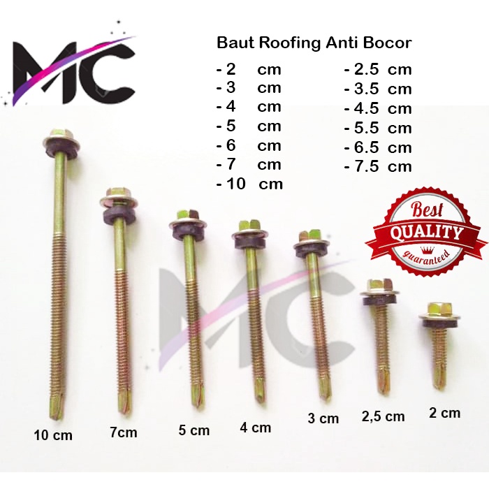 Baut Roofing Baja Ringan Baut Roofing Rooping Sekrup Atap Skrup Murah Driling Anti Bocor Atap Baja Ringan Plafon Besi Hollow