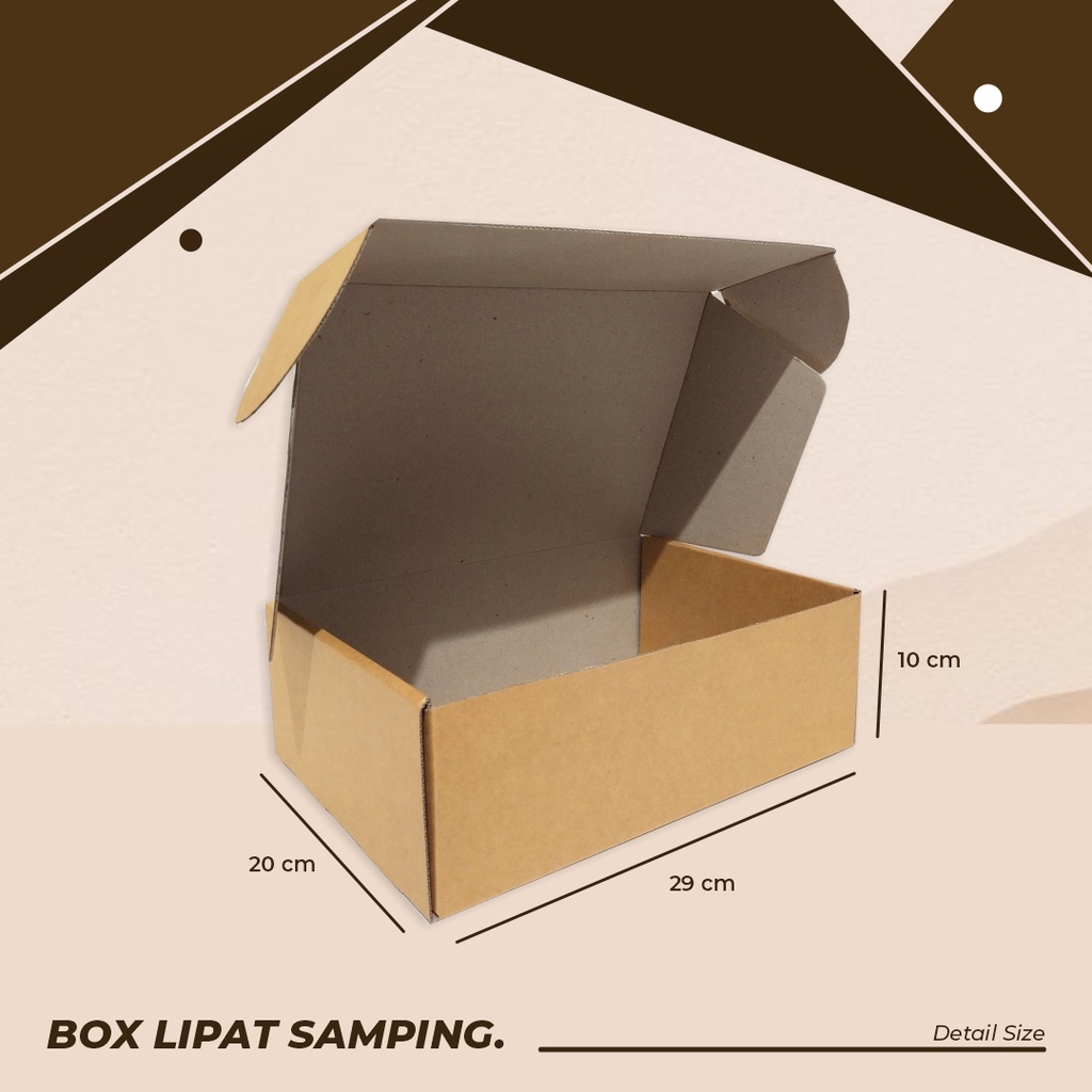 

BOX/KARDUS LIPAT SAMPING UK. 29 x 20 x 10 cm - Karton/Boxhampers/Boxhemasan/Kartonbox/Boxbaju/Boxkado/Boxkemasanmakanan