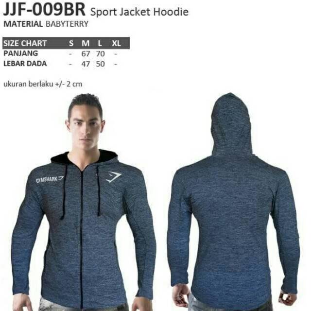 Jaket hoodie sport fitness Gymshark biru