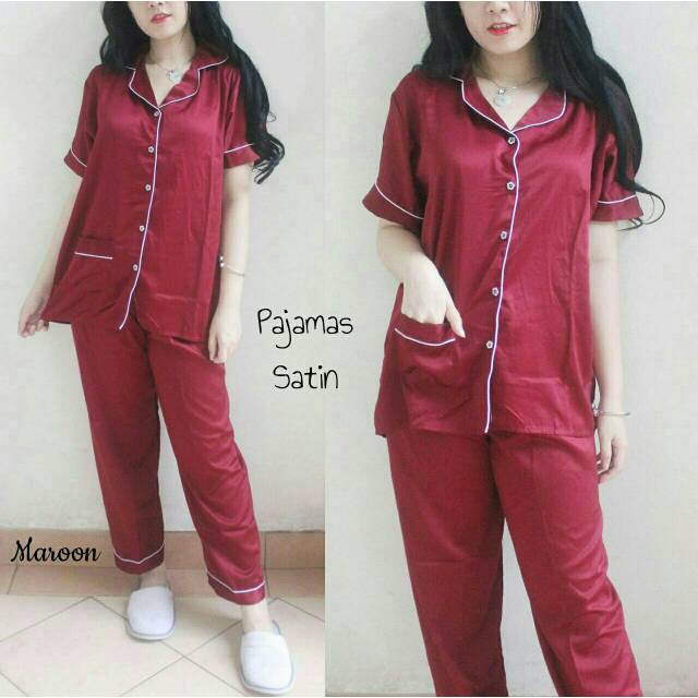 Piyama Satin CP / Panjamas Satin / Baju Tidur / Baju Tidur Wanita