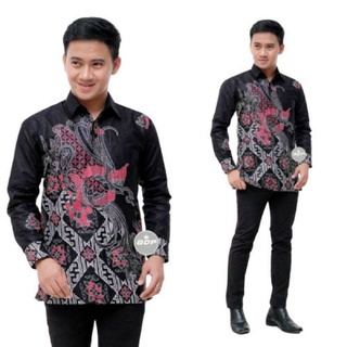 Batik Pria Lengan Panjang Premium BATIK AZMIL HRB026 motif KERATONAN Kode 002 size M L XL XXL
