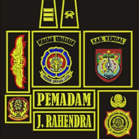 PEMADAM TIMBUL DASAR HITAM BORDIR CUSTOM  ATRIBUT DAMKAR