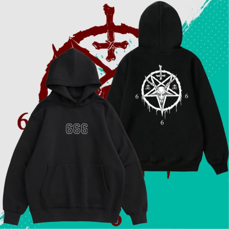 Hoodie Baphomet Goat Head Sweater Unisex Cotton